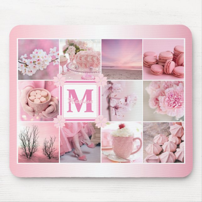 Mousepad Pink Cherry Blossoms Instagram Photo Grid Sakura (Frente)