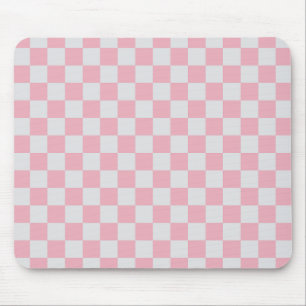 Mousepad Pink + Cinza Checkered Checkerboard Padrão