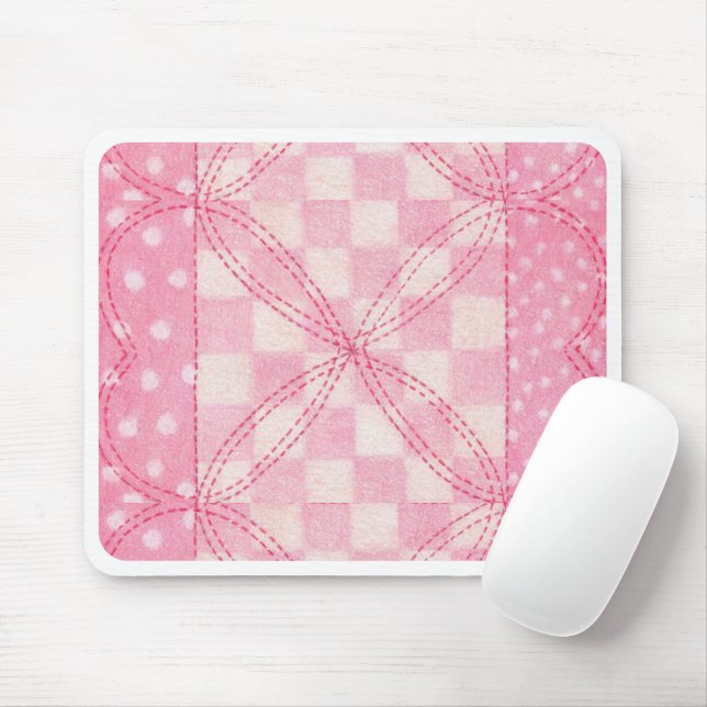 Mousepad PINK CORAÇÃO DE Mouse QUILT (Com mouse)