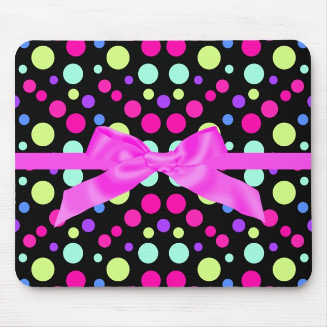 MOUSEPAD PINK DE ARCO DE TINTA BRILHANTE DE BOLINHAS (Frente)
