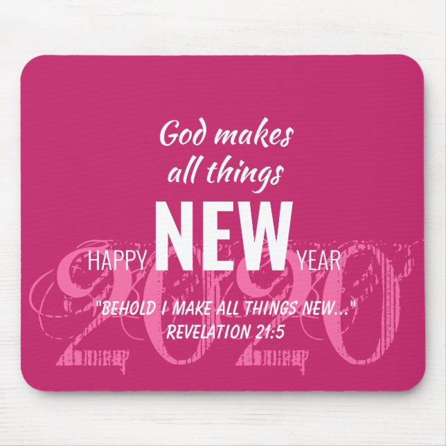 Mousepad PINK de script personalizado do feliz ano novo 202 (Frente)