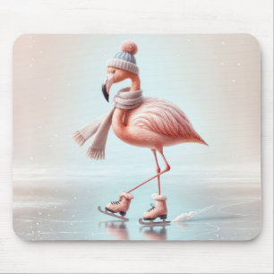 Mousepad Pink Flamingo Ice Skate