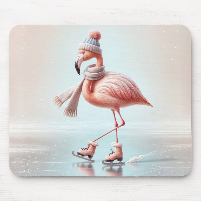 Mousepad Pink Flamingo Ice Skate (Frente)