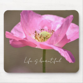 Mousepad Pink Iceland Poppy Flower (photography by me)