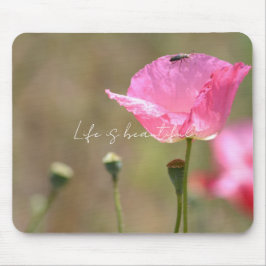 Mousepad Pink Iceland Poppy Flower (photography by me)