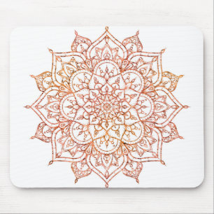 Mousepad Pink & Orange Mandala on White Glam