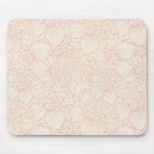 Mousepad Pink Peony Floral Patterno (Frente)