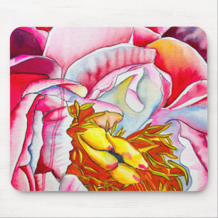 Mousepad Pink Peony Watercolor belas artes