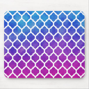 Mousepad Pink Purple Blue Ombre Moroccan Lattice