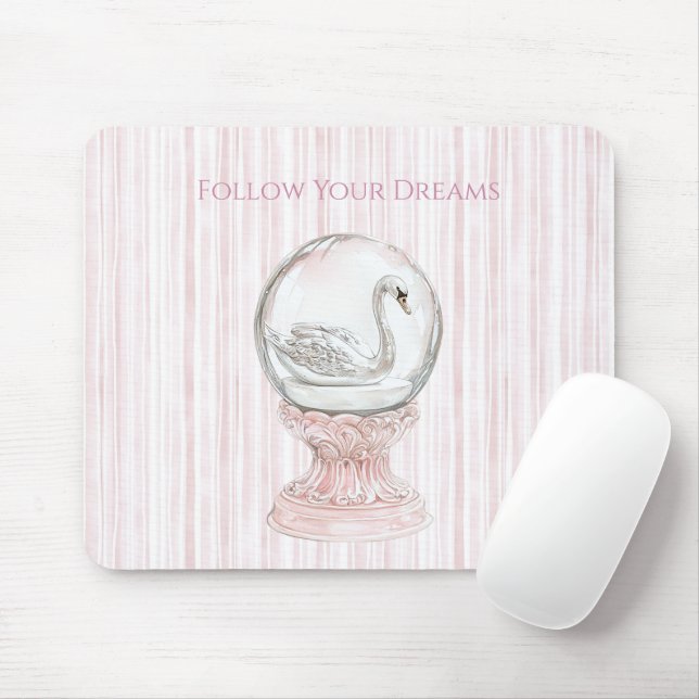 Mousepad Pink Stripes Swan   (Com mouse)