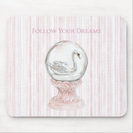 Mousepad Pink Stripes Swan  