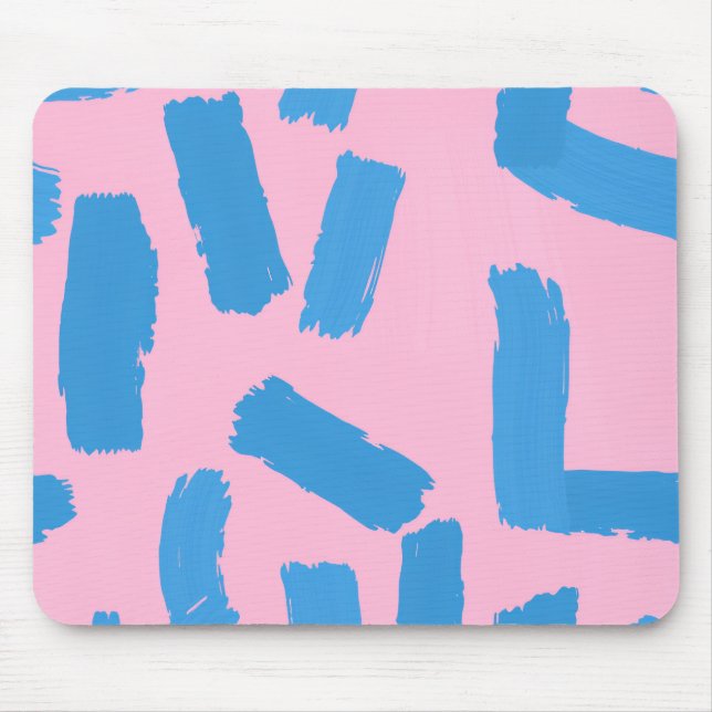Mousepad Pink with Blue Brushstroke Pattern  (Frente)