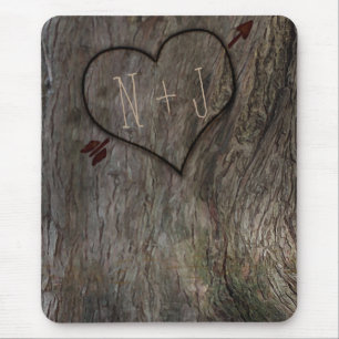 Mousepad Pino com Coração Talhado Mouse Country Rústico