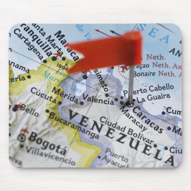 Mousepad Pino do mapa colocado em Caracas, Venezuela no map (Frente)