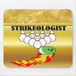 Mousepad Pinos e bolas de boliche com a palavra STRIKEOLOGI