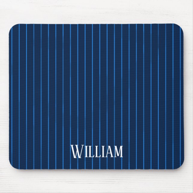 Mousepad pinstripes azuis personalizadas do marinho (Frente)