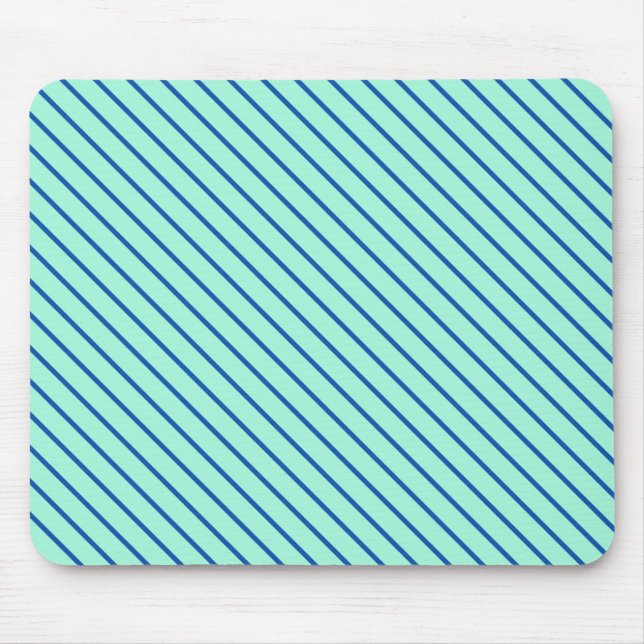 Mousepad Pinstripes diagonais - aqua e marinho (Frente)