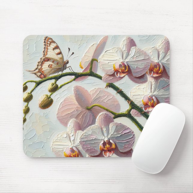 Mousepad Pintar borboleta e orquídeas (Com mouse)