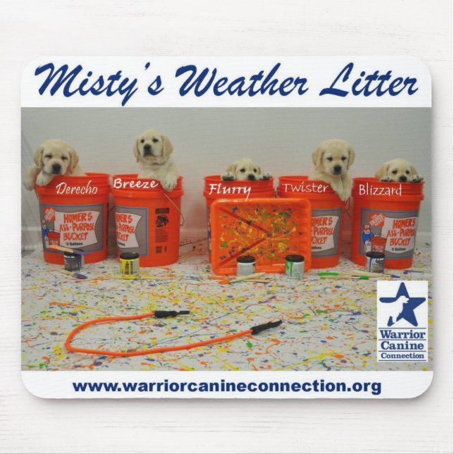 Mousepad Pinte filhotes de cachorro do balde (Frente)