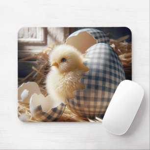 Mousepad Pintinho Amarelo Inchando de Ovo Gingham