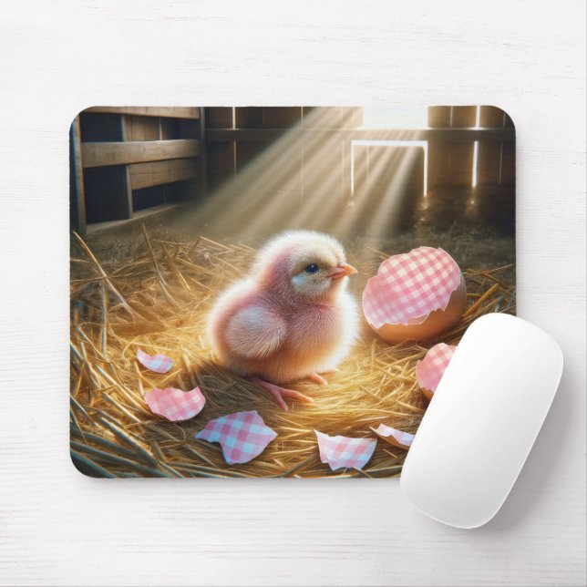 Mousepad Pintinho Rosa Com Gingham Eggshell (Com mouse)