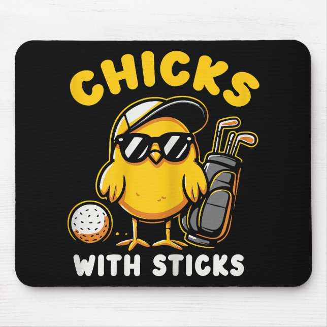 Mousepad Pintinhos Com Sticks Golfer Girl Gol (Frente)