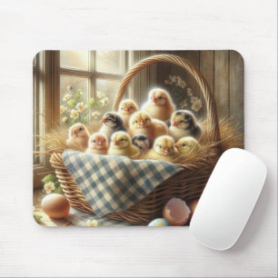 Mousepad Pintinhos de bebês em uma cesta mais velha