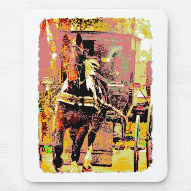 Mousepad Pinto Amish Horse 8 Bits Art (Frente)