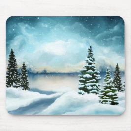 Mousepad Pintor Cênico Winter Wonderland Watercolor