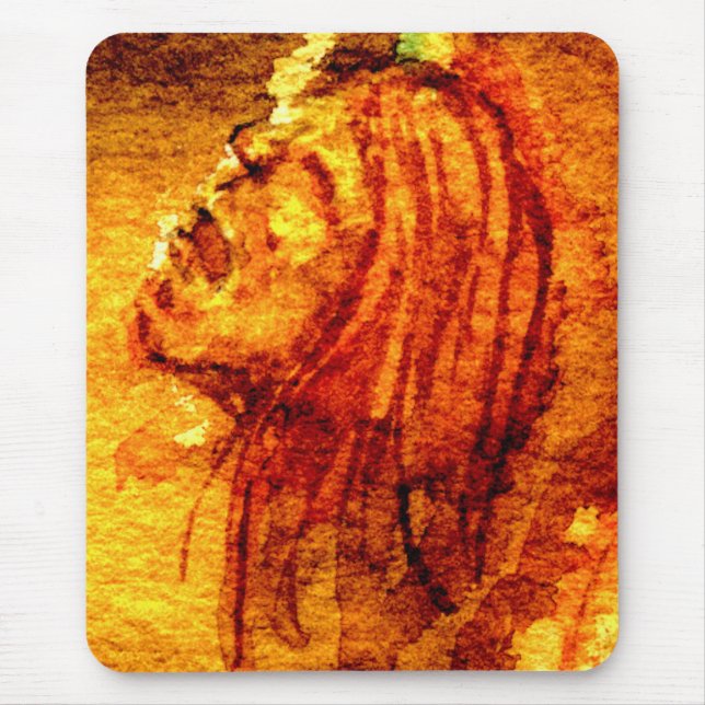 Mousepad Pintor de Aquarelas com Tristeza de Saúde Mental (Frente)