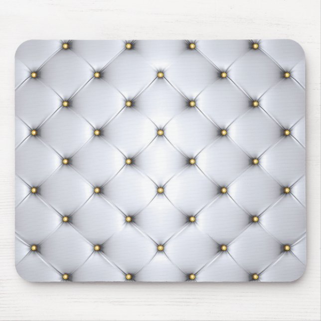 Mousepad Pintuck branco e ouro elegante (Frente)