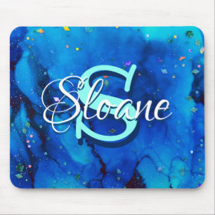 Mousepad Pintura a álcool submarina azul profundo