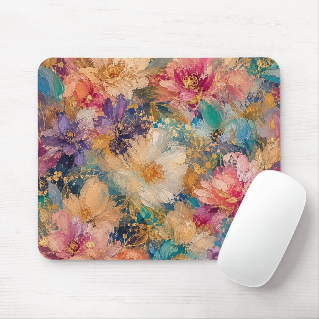 Mousepad Pintura a Óleo Abstrata Impressionista Vibrante de (Com mouse)