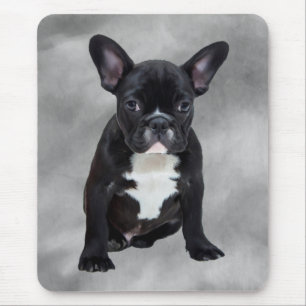 Mousepad Pintura a Óleo Aquarela de Bulldog Francês Sentado