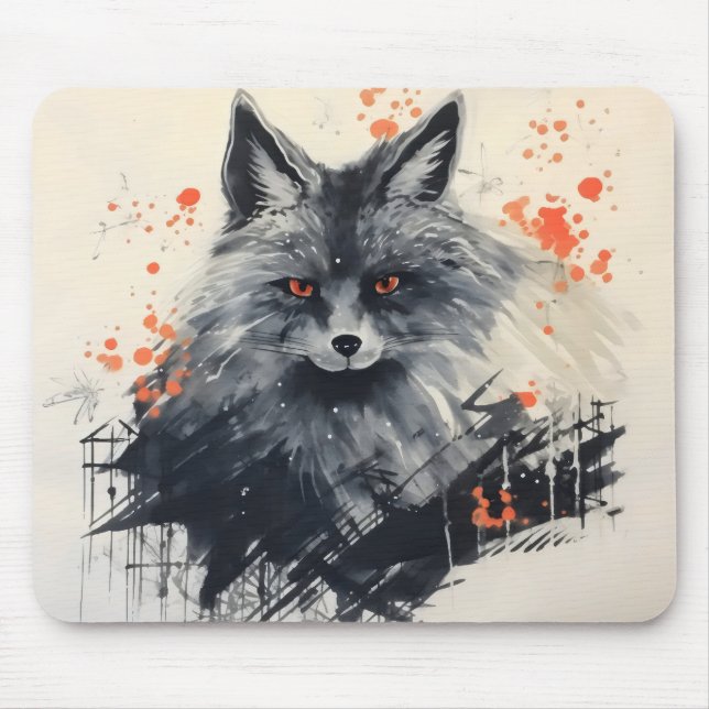 Mousepad Pintura a tinta preta (Frente)
