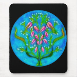 Mousepad Pintura Acrílica de Flores de Praia