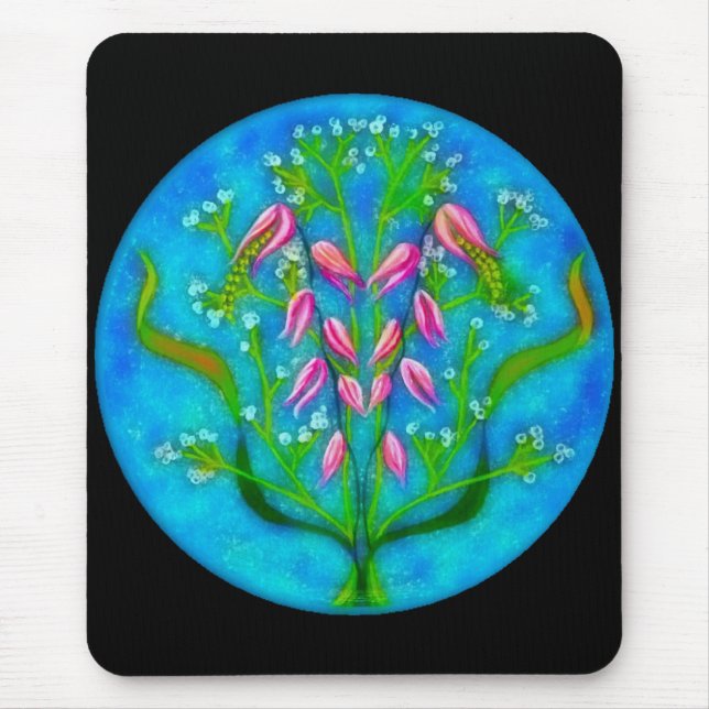 Mousepad Pintura Acrílica de Flores de Praia (Frente)