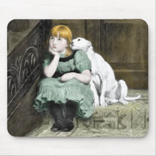 Mousepad Pintura adorador do Victorian da menina do cão