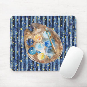 Mousepad Pintura Amarela de Pêssego Azul do Céu Estrelado