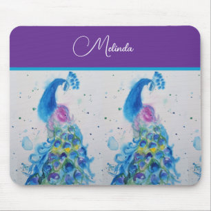 Mousepad Pintura Azul de Peacock Elegante