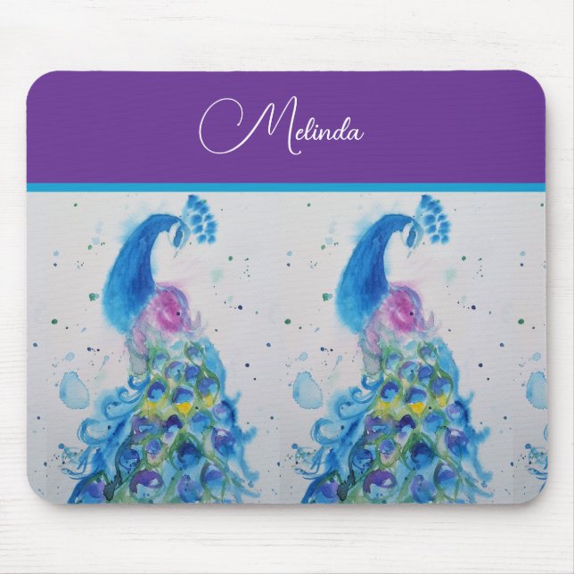 Mousepad Pintura Azul de Peacock Elegante (Frente)