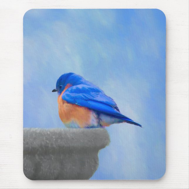 Mousepad Pintura Bluebird - Arte Original para Pássaros (Frente)