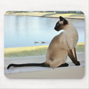 Mousepad Pintura calma do gato Siamese
