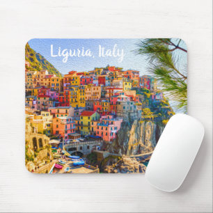 Mousepad Pintura Cinque Terre Ligúria Itália Riviera