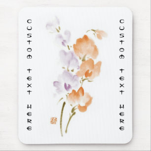 Mousepad Pintura clássica oriental chinesa de flor com tint
