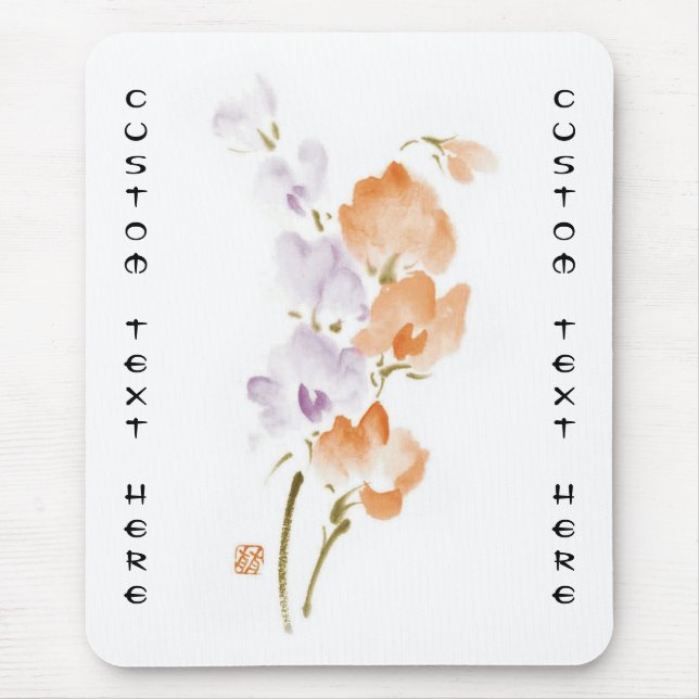 Mousepad Pintura clássica oriental chinesa de flor com tint (Frente)