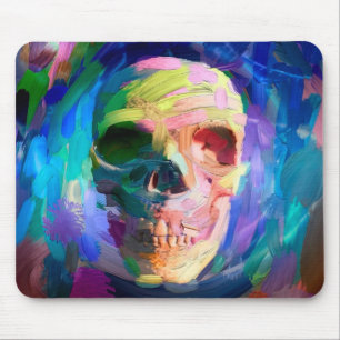 Mousepad Pintura colorida do crânio