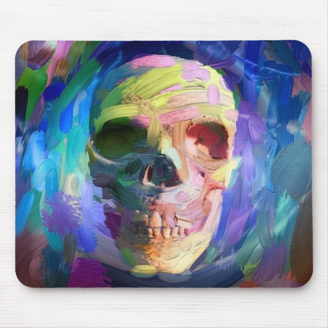 Mousepad Pintura colorida do crânio (Frente)