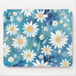 Mousepad Pintura com flores brancas