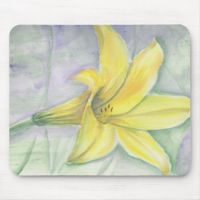 Mousepad Pintura com lírio amarelo no acrílico (Frente)